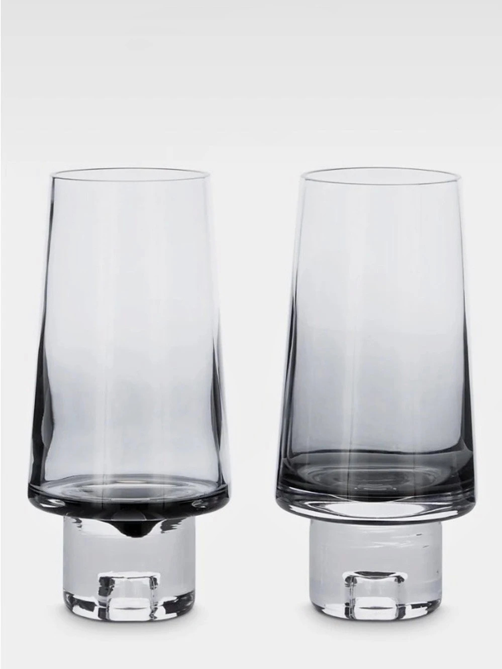 Tom Dixon Tank High Ball Highball Drinking Glasses Set of 2 Clear Gray Black NIB